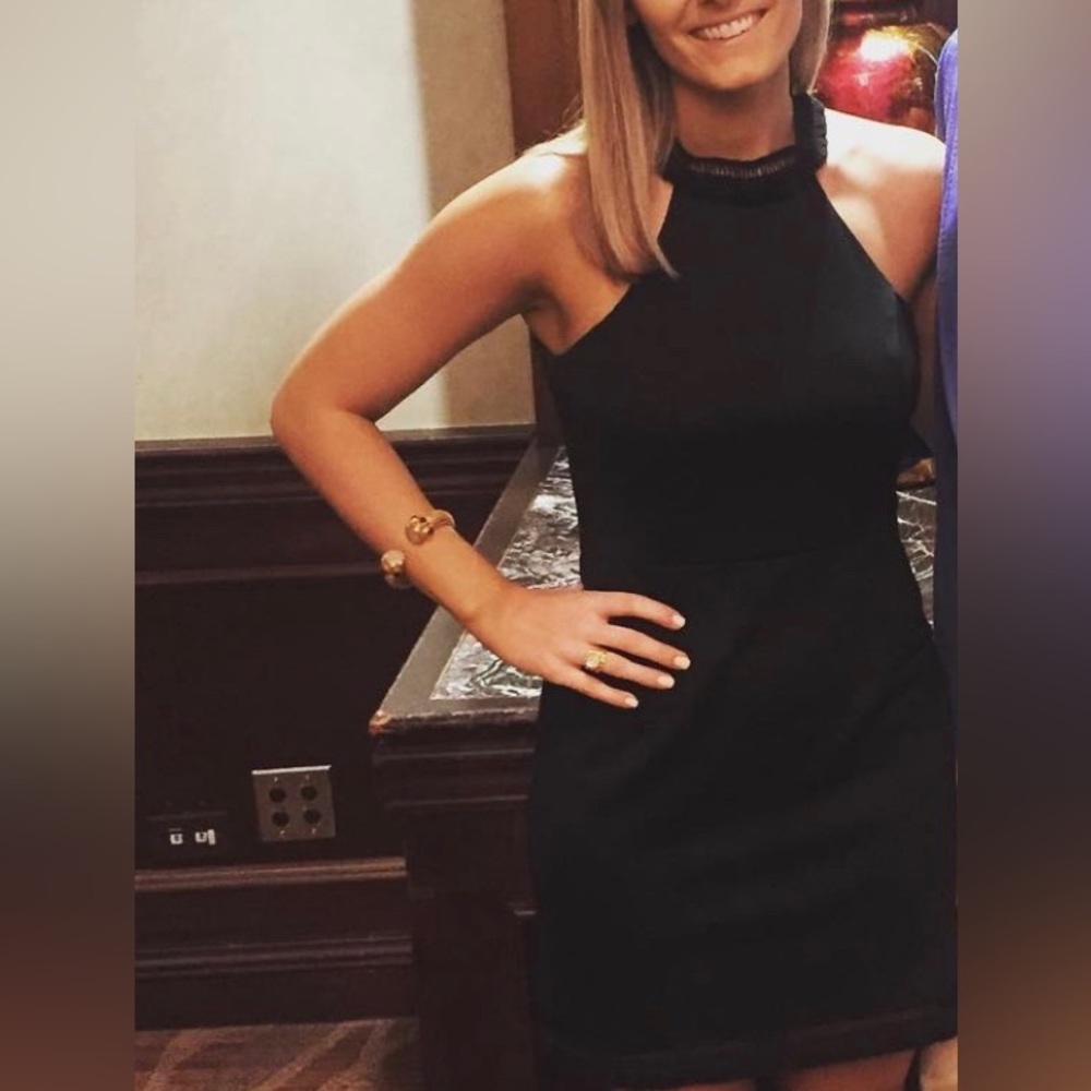 Lulus black Medium a line bodycon dress with fringe detail